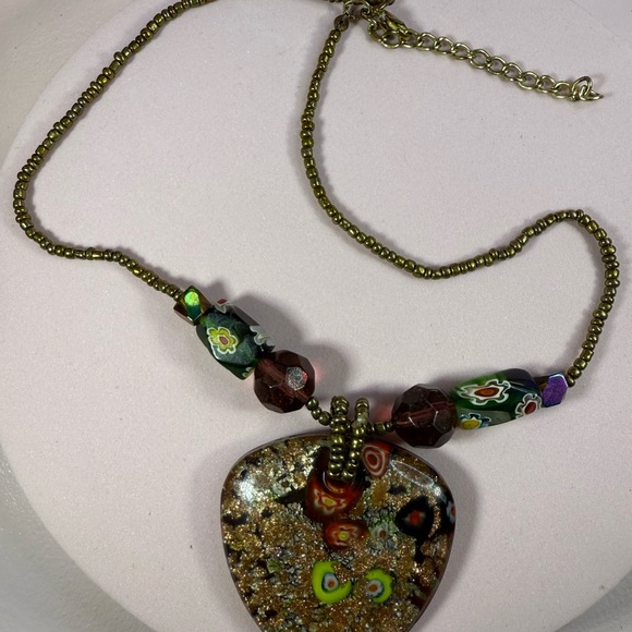 Artisan Glass Heart Pendant Necklace - Picture 2 of 2